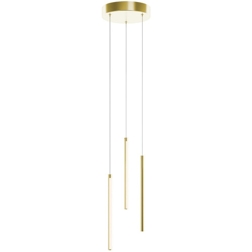 Afx Lighting Rosemont Satin Brass LED Multi-Light Pendant with Cylindrical Shade