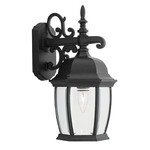 Outdoor Wall Light with Clear Glass in Black Finish