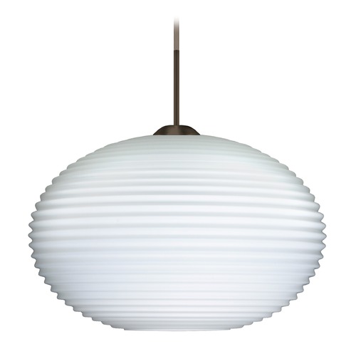 Besa Lighting Besa Lighting Pape Ribbed Glass Bronze LED Pendant Light 1JT-491307-LED-BR