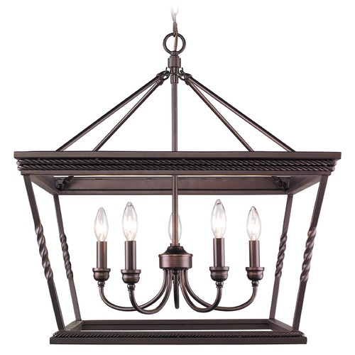 Golden Lighting Davenport Etruscan Bronze Chandelier by Golden Lighting 4214-5 EB