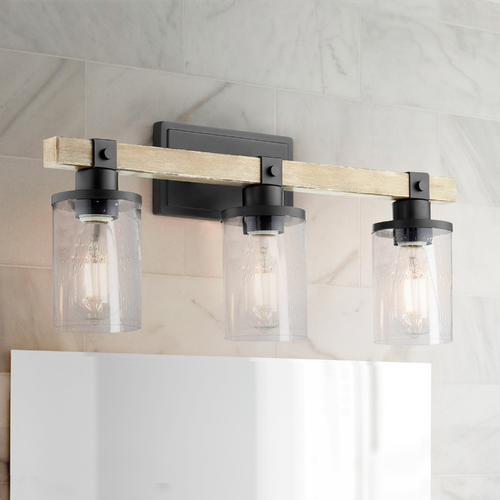 Alpine Textured Black & Driftwood Bathroom Light by Quorum Lighting