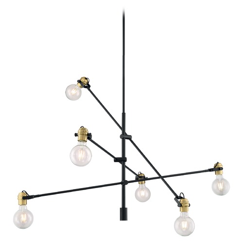 Mantra Black & Brass Accents Pendant by Satco Lighting