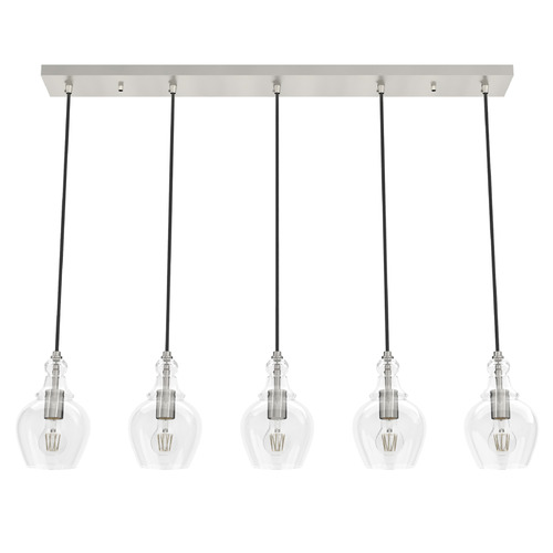 Hunter Fan Company Maple Park Brushed Nickel Multi-Light Pendant with Bowl / Dome Shade