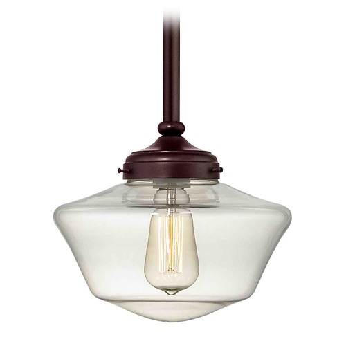 Design Classics Lighting Bronze 10-Inch Clear Glass Schoolhouse Mini-Pendant Light FA4-220 / GA10-CL