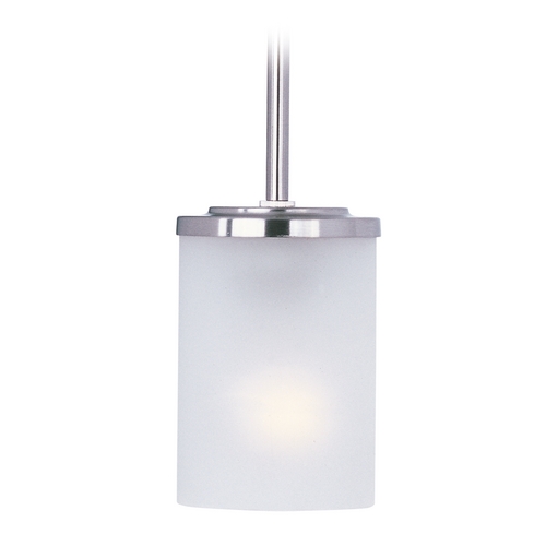 Maxim Lighting Maxim Lighting Corona Satin Nickel Mini-Pendant Light with Cylindrical Shade 90200FTSN
