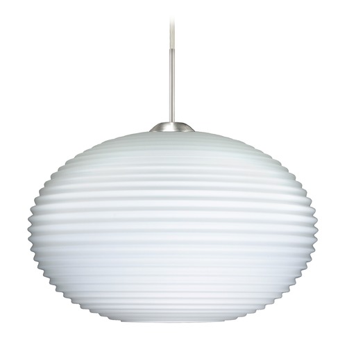 Besa Lighting Pape Ribbed Glass Satin Nickel LED Pendant Light