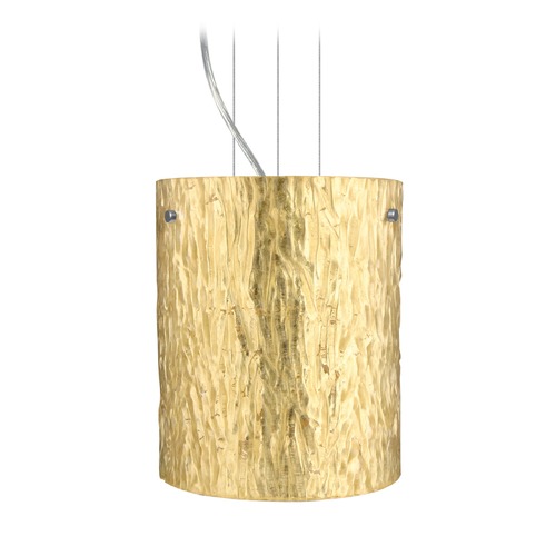 Besa Lighting Tamburo Satin Nickel LED Mini-Pendant Light with Cylindrical Shade