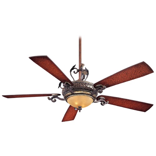 Minka Aire Napoli 56-Inch LED Fan in Sterling Walnut with Aged Champagne Glass F705L-STW