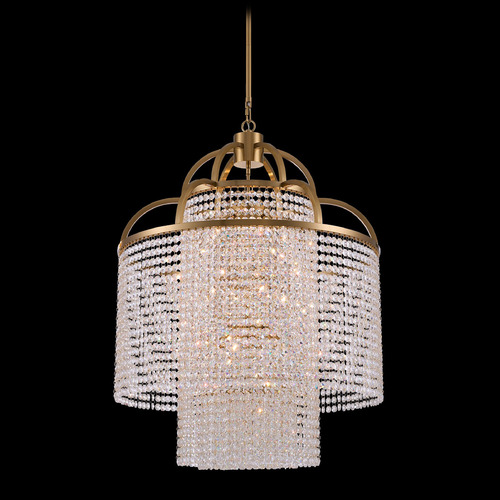 Allegri Crystal Torta True Brass Pendant Light