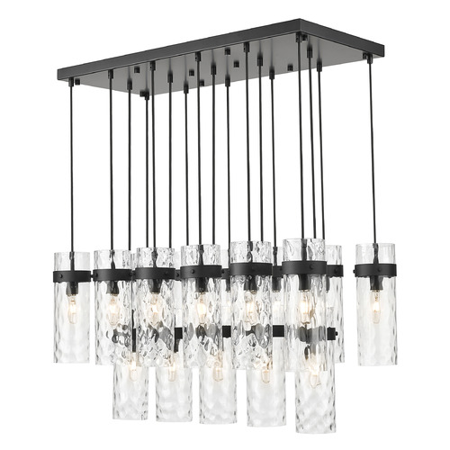 Z-Lite Fontaine Matte Black Multi-Light Pendant with Cylindrical Shade