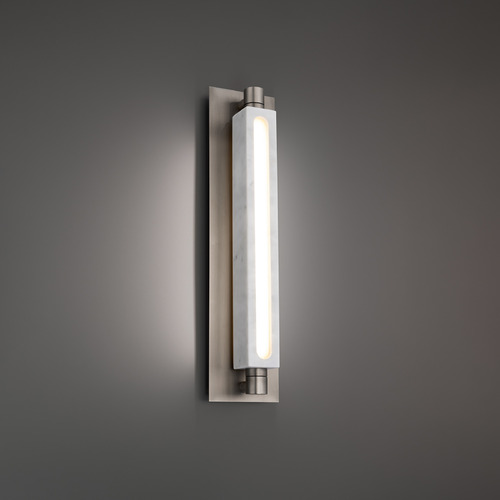 Modern Forms by WAC Lighting Modern Forms Stanchion White Marble & Brushed Nickel LED Sconce WS-72524-WT/BN