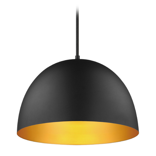 Maxim Lighting Maxim Lighting Tova Black & Gold Pendant Light with Bowl / Dome Shade 11484BKGLD