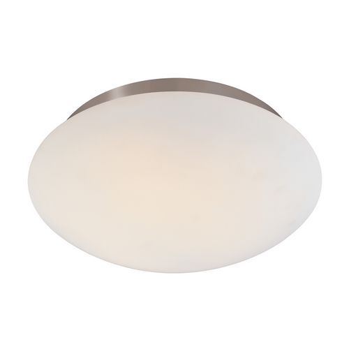 Modern Flush Mount with White Glass in Satin Nickel by Sonneman Lighting