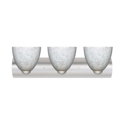 Modern Bathroom Light White Glass Satin Nickel by Besa Lighting