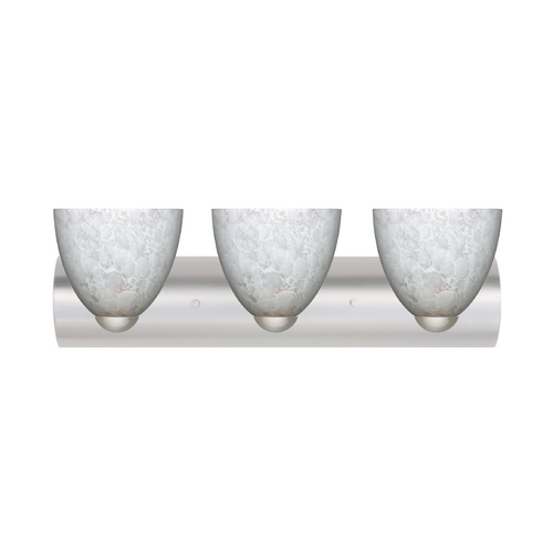 Besa Lighting Modern Bathroom Light White Glass Satin Nickel by Besa Lighting 3WZ-757219-SN