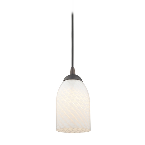 Design Classics Lighting Bronze Mini-Pendant Light with White Scalloped Art Glass 582-220 GL1020D