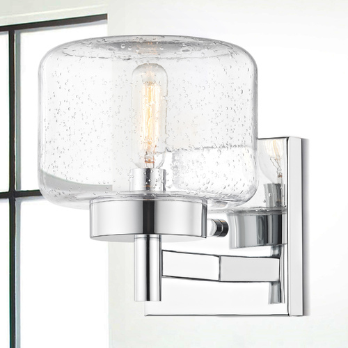 Design Classics Lighting Adair Wall Sconce in Chrome with Clear Seeded Glass 2971-26