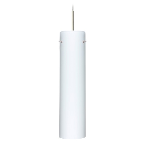 Besa Lighting Stilo Satin Nickel LED Mini-Pendant Light with Cylindrical Shade