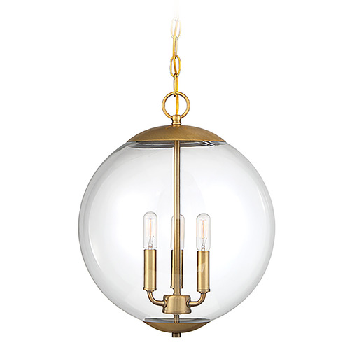 Meridian 13.75-Inch Globe Pendant in Natural Brass by Meridian M70060NB