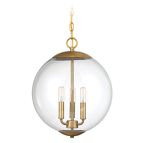 13.75-Inch Globe Pendant in Natural Brass by Meridian