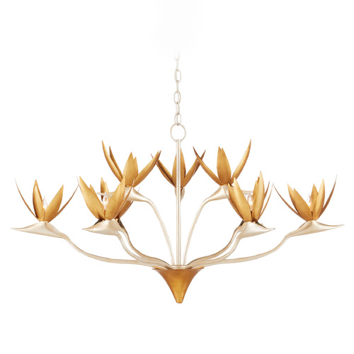 Currey and Company Paradiso Contemporary Silver Leaf & Gold Leaf & Gold Chandelier