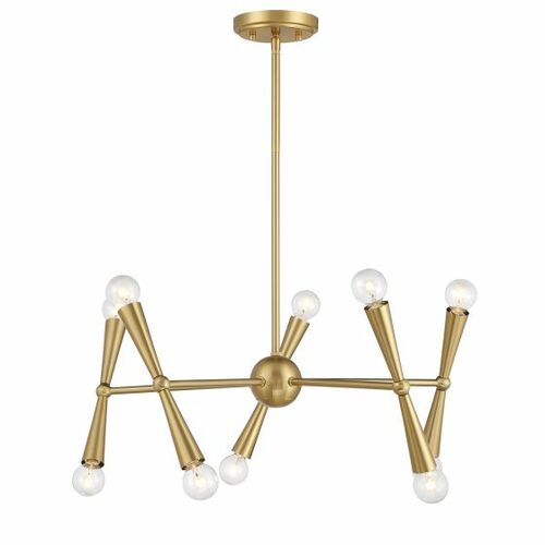 10-Light Chandelier in Natural Brass by Meridian