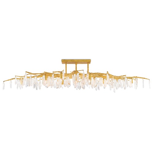 Currey and Company Lighting Forest Rock Crystal Semi Flush in Lucerne Gold by Currey & Company 9000-0423