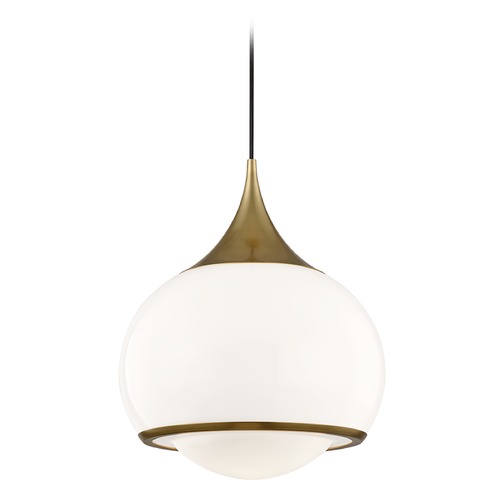 Mitzi by Hudson Valley Mitzi By Hudson Valley Reese Aged Brass Pendant Light with Bowl / Dome Shade H281701L-AGB