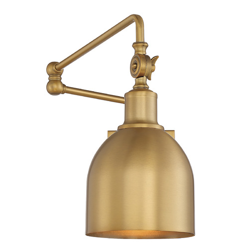 13.5-Inch High Adjustable Wall Sconce in Natural Brass by Meridian