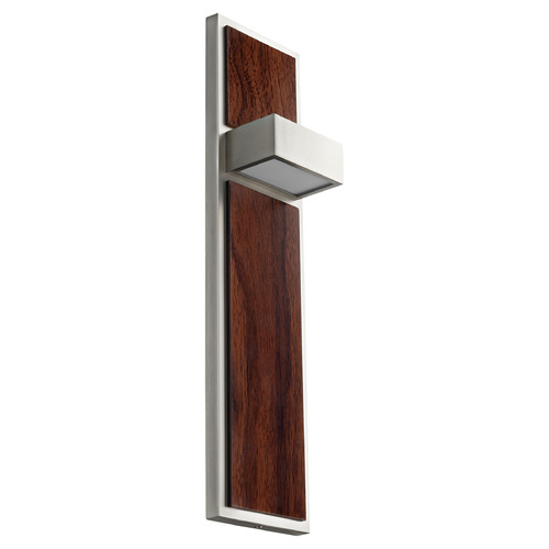Guapo 16-Inch LED Sconce in Satin Nickel & Walnut by Oxygen Lighting