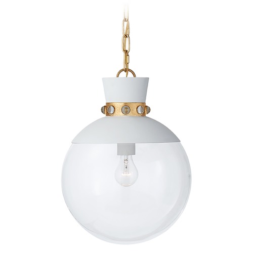 Visual Comfort Signature Collection Julie Neill Lucia Pendant in Matte White & Gild by Visual Comfort Signature JN5051WHTGCG