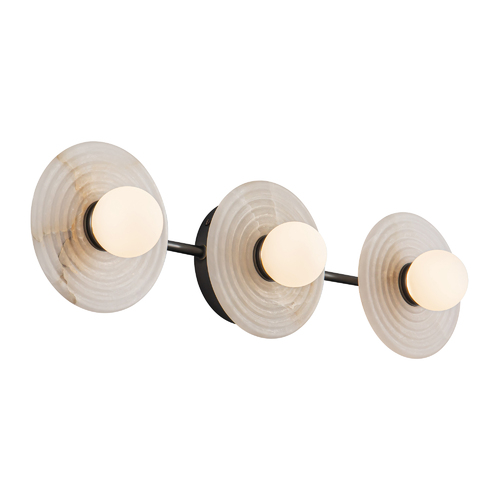 Dahlia LED 3-Light Alabaster Bath Light in Bronze by Alora Lighting
