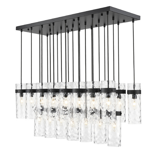 Z-Lite Fontaine Matte Black Multi-Light Pendant with Cylindrical Shade