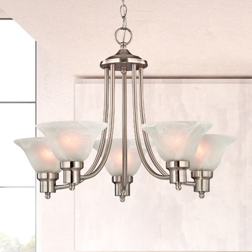Design Classics Lighting Linnton Satin Nickel 5-Light Chandelier by Design Classics 1650-09