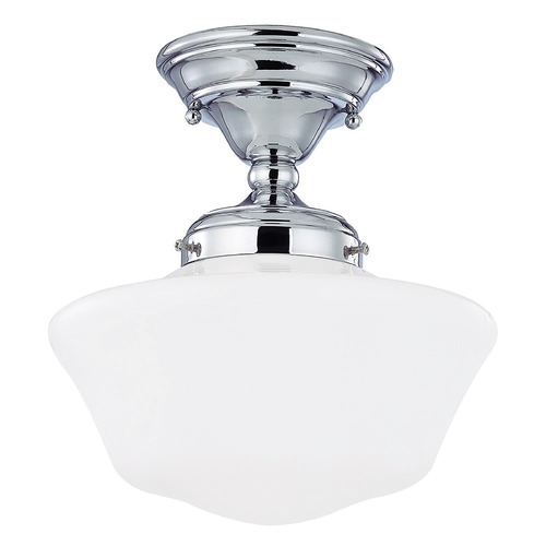 10-Inch Schoolhouse Chrome Semi-Flush Ceiling Light