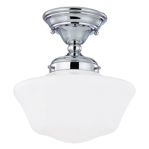 Design Classics Lighting 10-Inch Schoolhouse Chrome Semi-Flush Ceiling Light FAS-26 / GA10