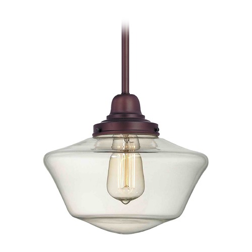 Design Classics Lighting 10-Inch Bronze Clear Glass Schoolhouse Mini-Pendant Light FB4-220 / GA10-CL