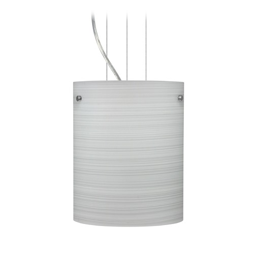 Besa Lighting Tamburo Satin Nickel LED Mini-Pendant Light with Cylindrical Shade