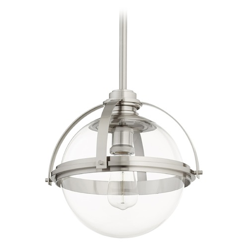 Satin Nickel Pendant with Globe Shade by Quorum Lighting