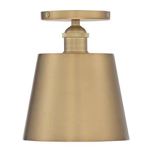 Motif Brushed Brass & White Semi-Flush Mount by Satco Lighting