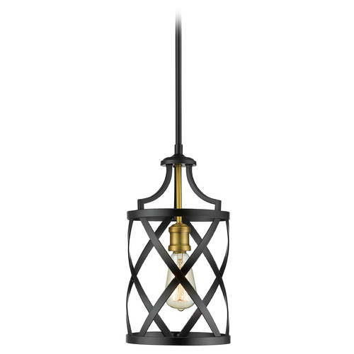 Z-Lite Malcalester Matte Black & Olde Brass Mini Pendant by Z-Lite 481MP-MB-OBR