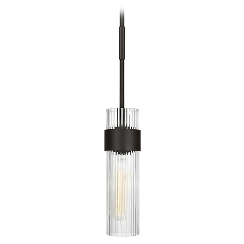 Visual Comfort Studio Collection Geneva Aged Iron Mini-Pendant Light with Cylindrical Shade