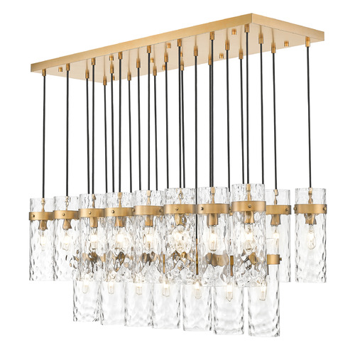 Z-Lite Fontaine Rubbed Brass Multi-Light Pendant with Cylindrical Shade