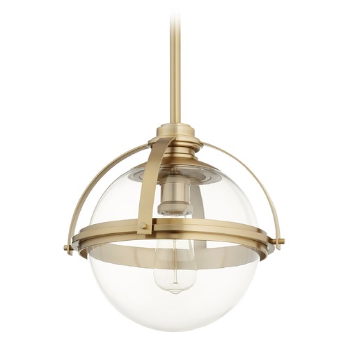 Quorum Lighting Aged Brass Pendant with Globe Shade by Quorum Lighting 88-13-80