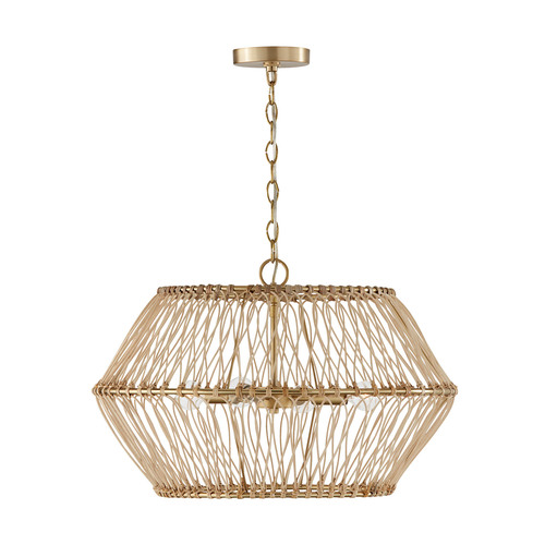 Capital Lighting Wren 24.25-Inch Rattan Pendant in Matte Brass by Capital Lighting 344142MA