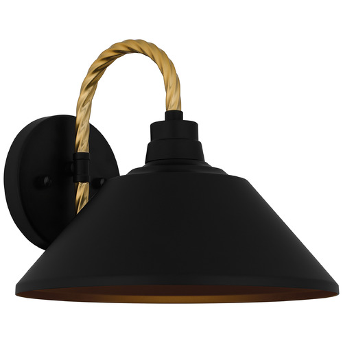 Quoizel Lighting Longshore Matte Black & Gold Outdoor Wall Light