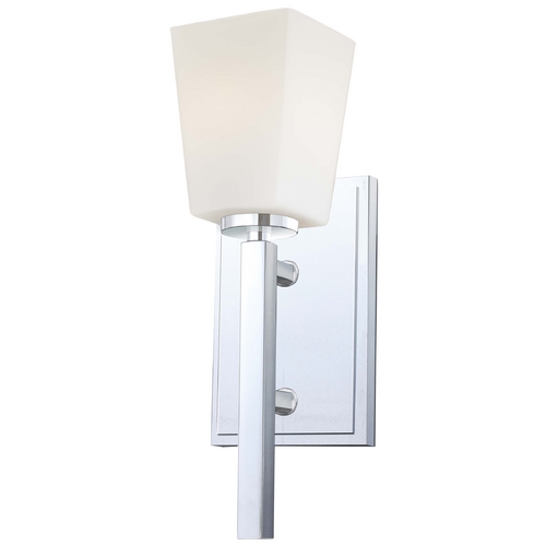 Modern Sconce Wall Light with White Glass in Chrome Finish