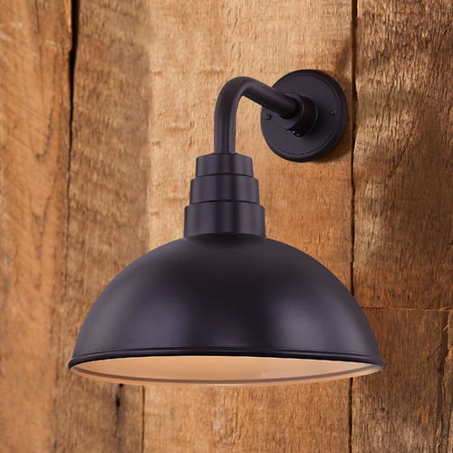 Recesso Lighting by Dolan Designs Bronze Gooseneck Barn Light with 14-Inch Dome Shade BL-ARMD1-BZ/BL-SH14D-BZ