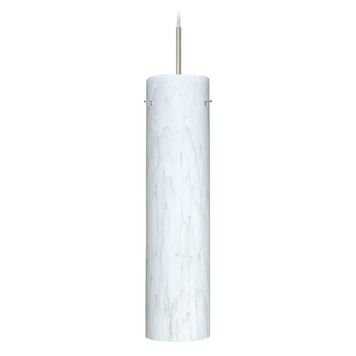 Besa Lighting Besa Lighting Stilo Satin Nickel LED Mini-Pendant Light with Cylindrical Shade 1JT-722419-LED-SN