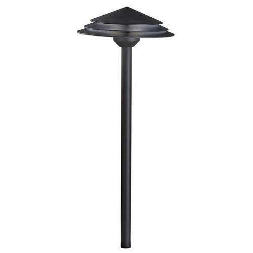 Kichler Lighting Round Tiered 12V LED Path Light in Textured Black 2700K by Kichler Lighting 16124BKT27